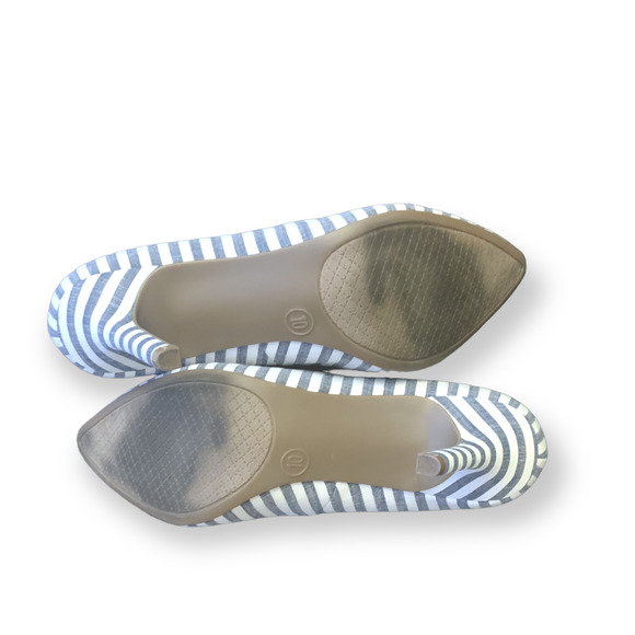 MERONA Pointed Toe Striped Heels Stiletto Pumps Casual Career Cocktail Blue 10 - Picture 7 of 8